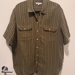 Madewell Olive Striped Casual Shirt